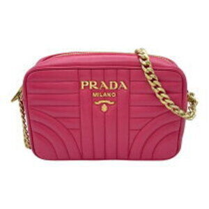 Prada Diagram Shoulder Bag Pink Leather